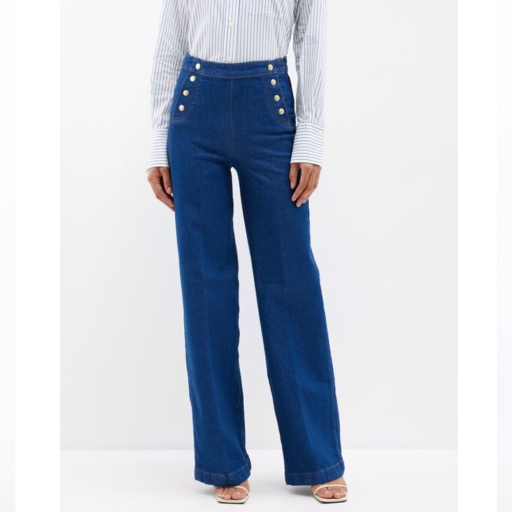 FRAME Sailor Snap High Waist Wide Leg Jeans